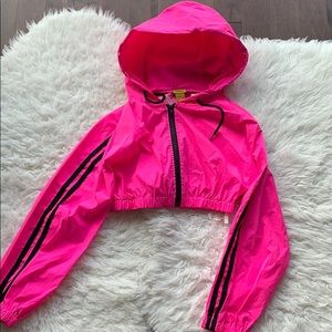 Hot Pink Cropped Track Jacket